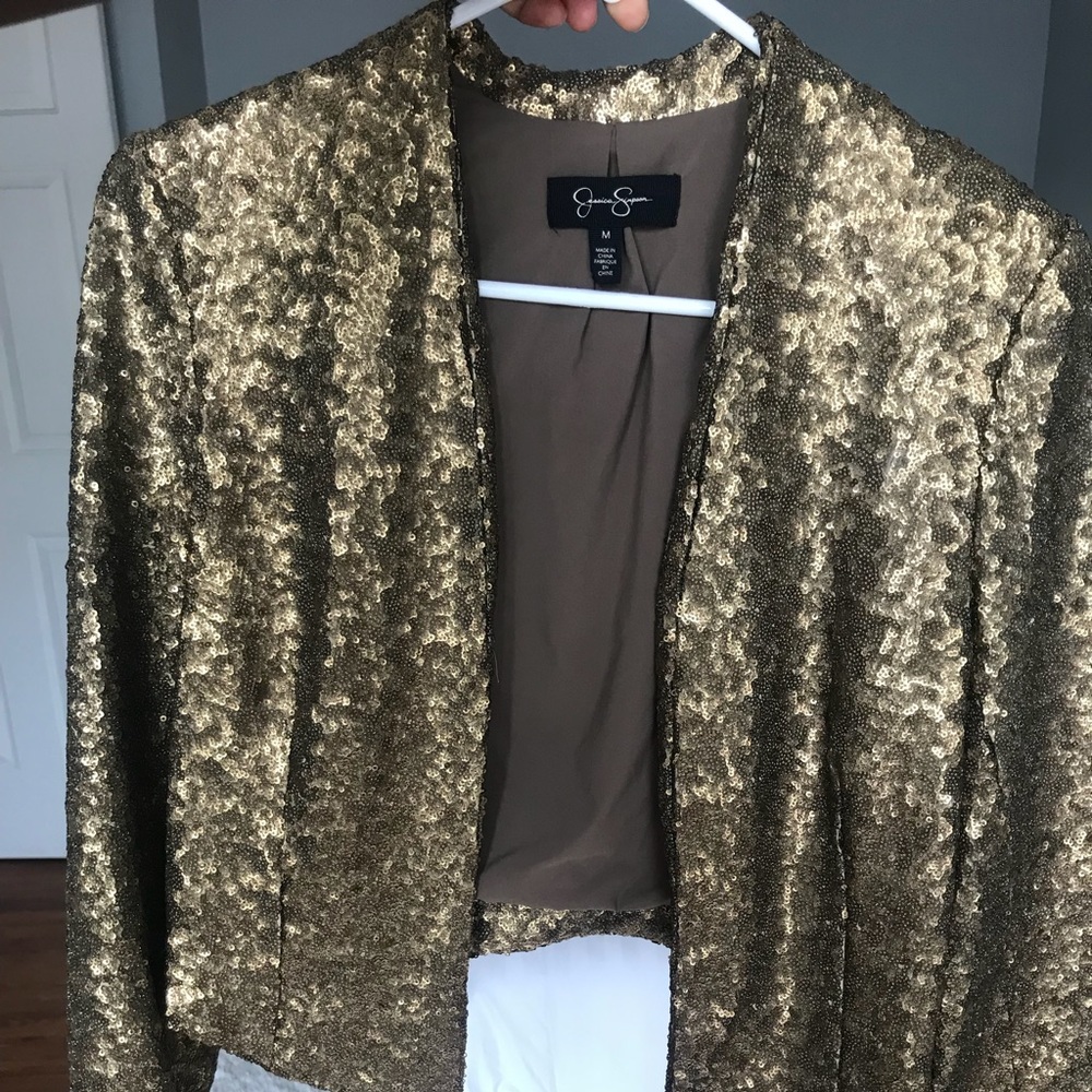 Jessica Simpson: Gold Metallic Blazer